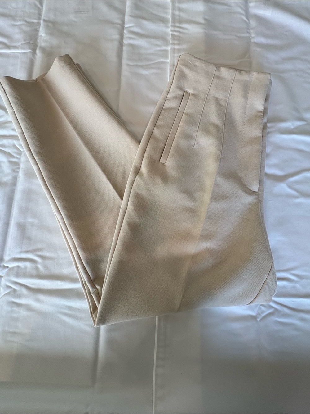 Zara Cream Ivory High Rise Tailored Pants Size M Pleated Straight Leg